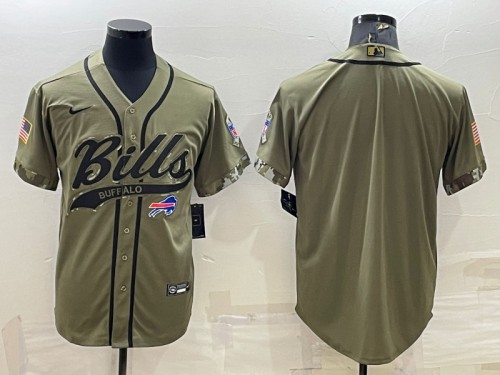 Men's Buffalo Bills Blank Olive Salute To Service Cool Base Stitched Baseball Jersey